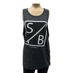 Santa Barbara Charcoal Gray Tunic Tank Top‎ Relax Sleeveless Logo Print Women S